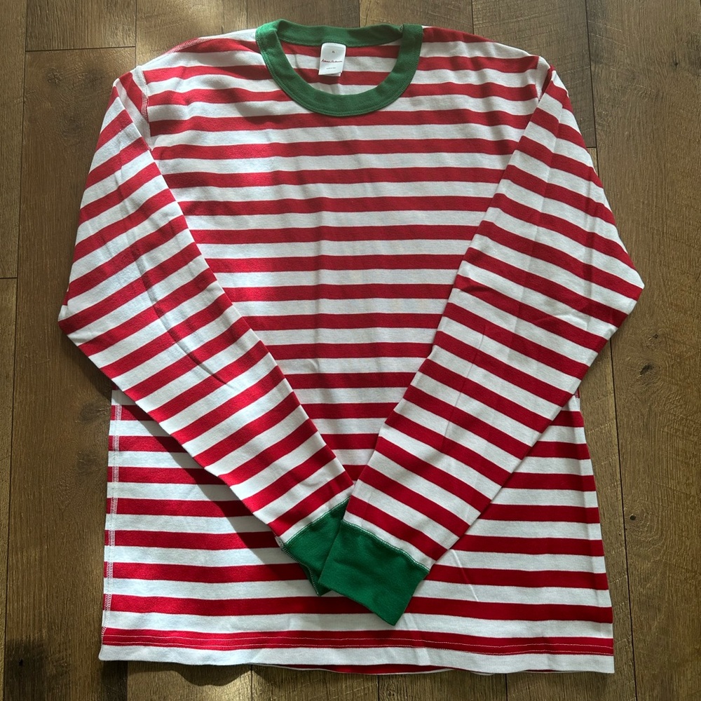 Hanna Andersson Red White Striped Organic Cotton Adult Sz XL Pajama Top NWOT - Picture 3 of 6